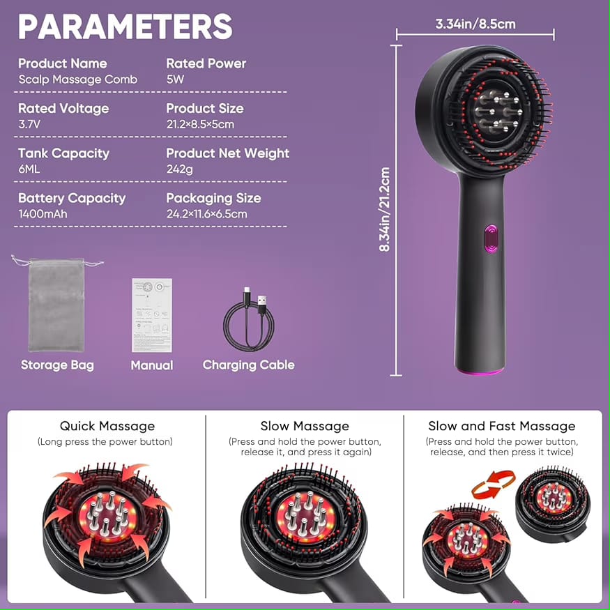 Premium Head Scalp Electric Massager Comb for Hair Oil Applicator Cordless Epilator  (Red)