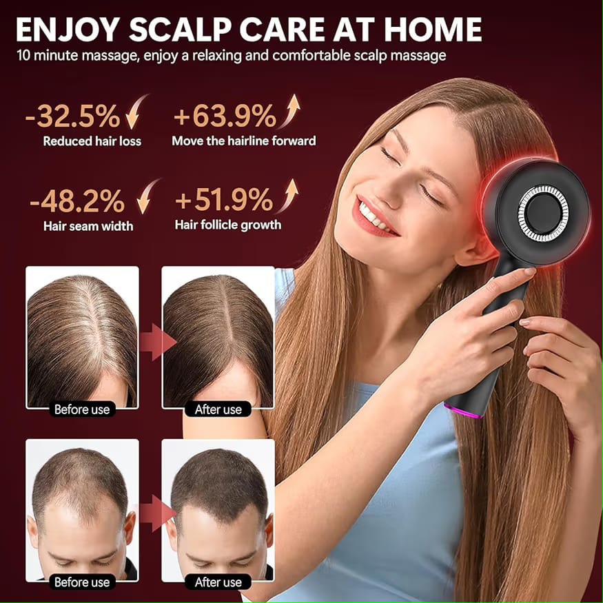 Premium Head Scalp Electric Massager Comb for Hair Oil Applicator Cordless Epilator  (Red)